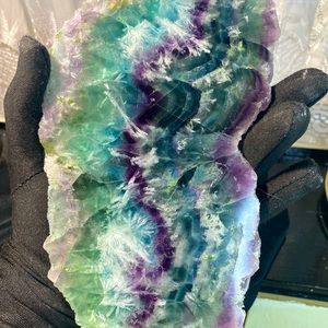 Beautiful Rainbow Snowflake Fluorite slab